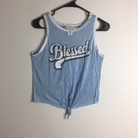Revive Blessed Front Tie Tank Blue White Medium - Picture 1 of 14